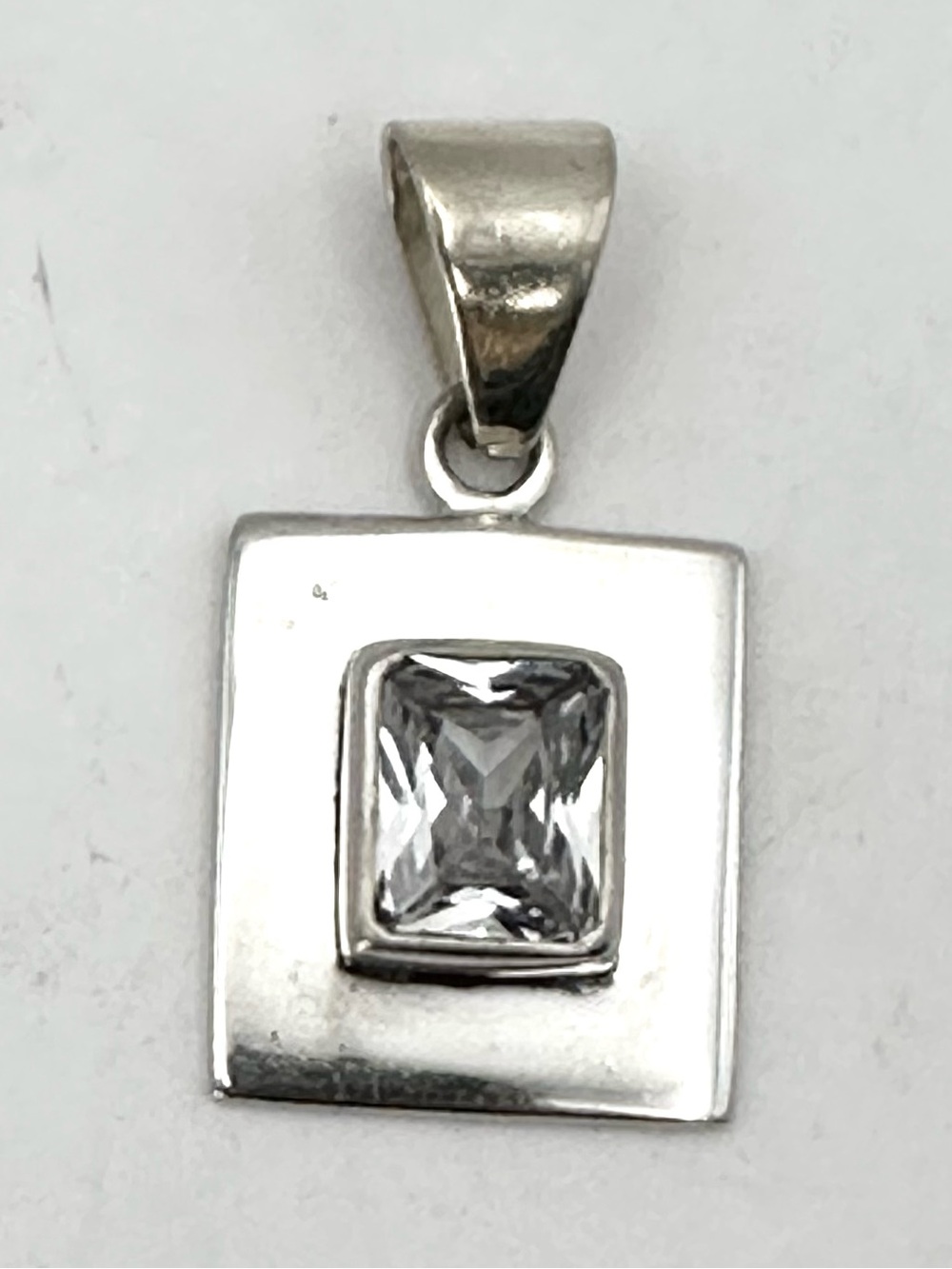 Silpada Retired S0296 Sterling Silver Rectangle CZ Pendant